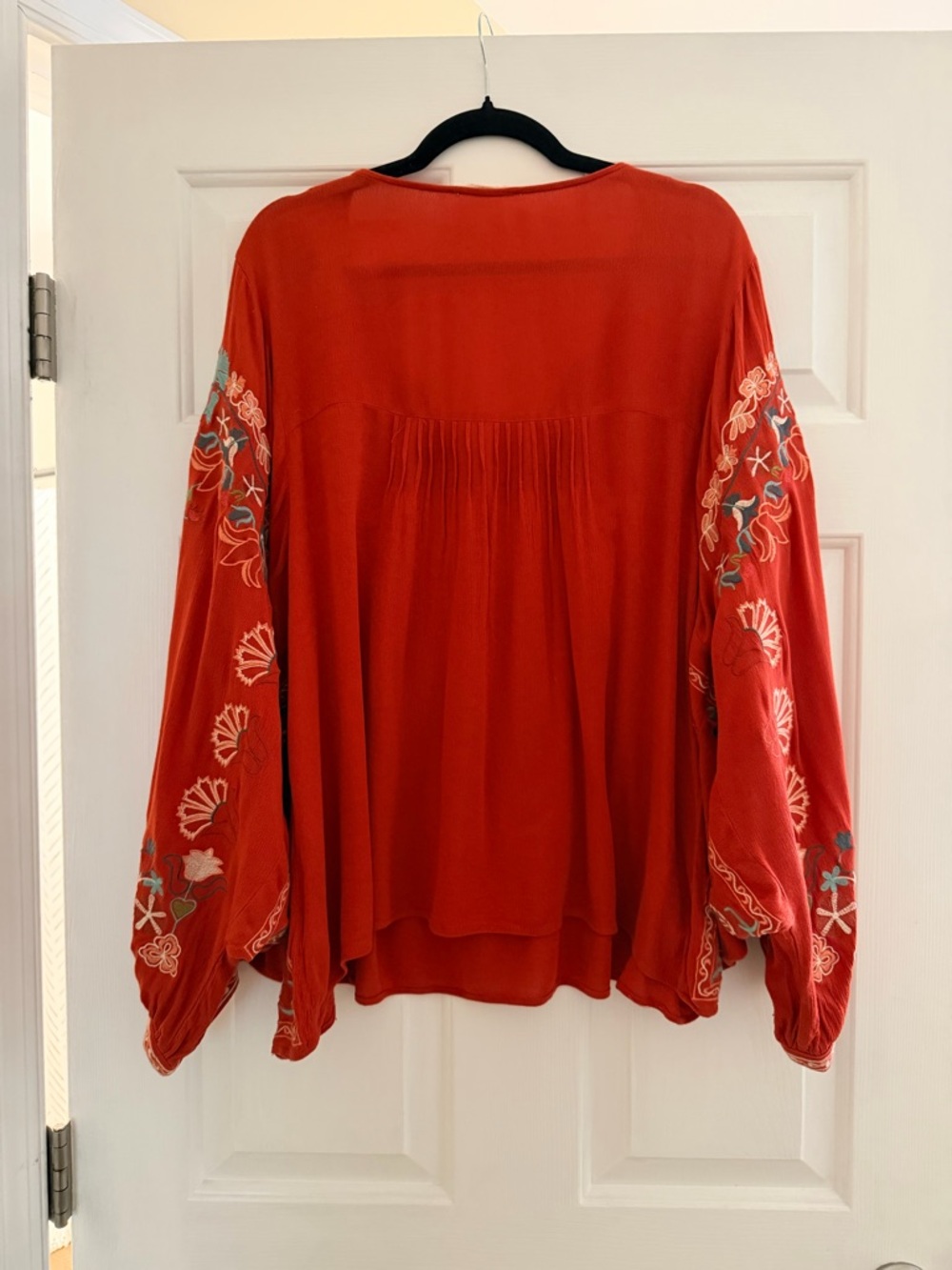 easel Rusty color Embroidered Boho Peasant Blouse - Picture 4 of 7
